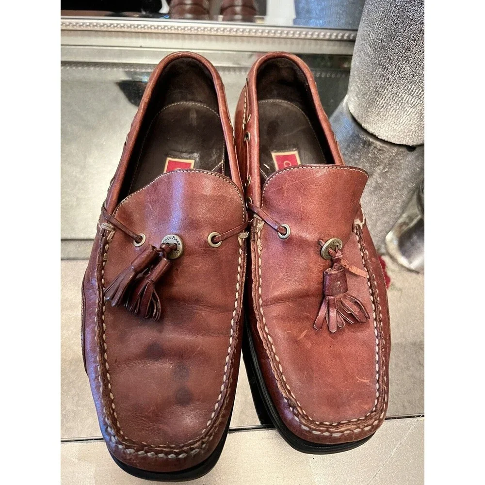 Men’s Cole Haan Genuine Leather Tassel‎ Loafer Shoes Size 8M Brown Oxford